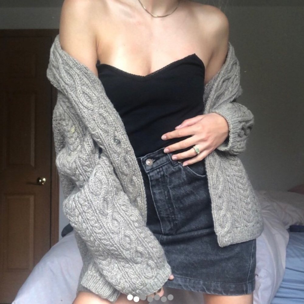 Black High-Waisted Denim Skirt